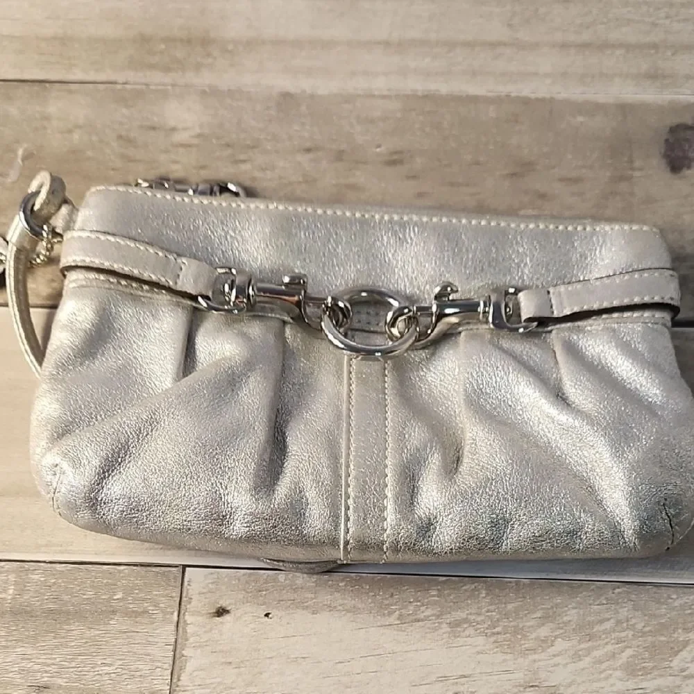 Coach Metallic Croc-Embossed Tote and Pouch Set